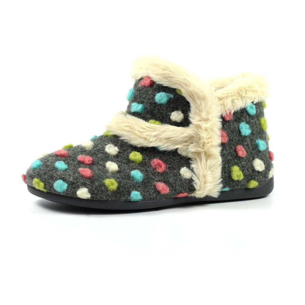 Lunar Women's KLA231 Latte Bootie Slippers Grey
