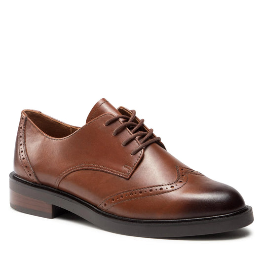 Caprice Women's 9-23201-41 Leather Lace-Up Brogue Shoes Cognac Brown