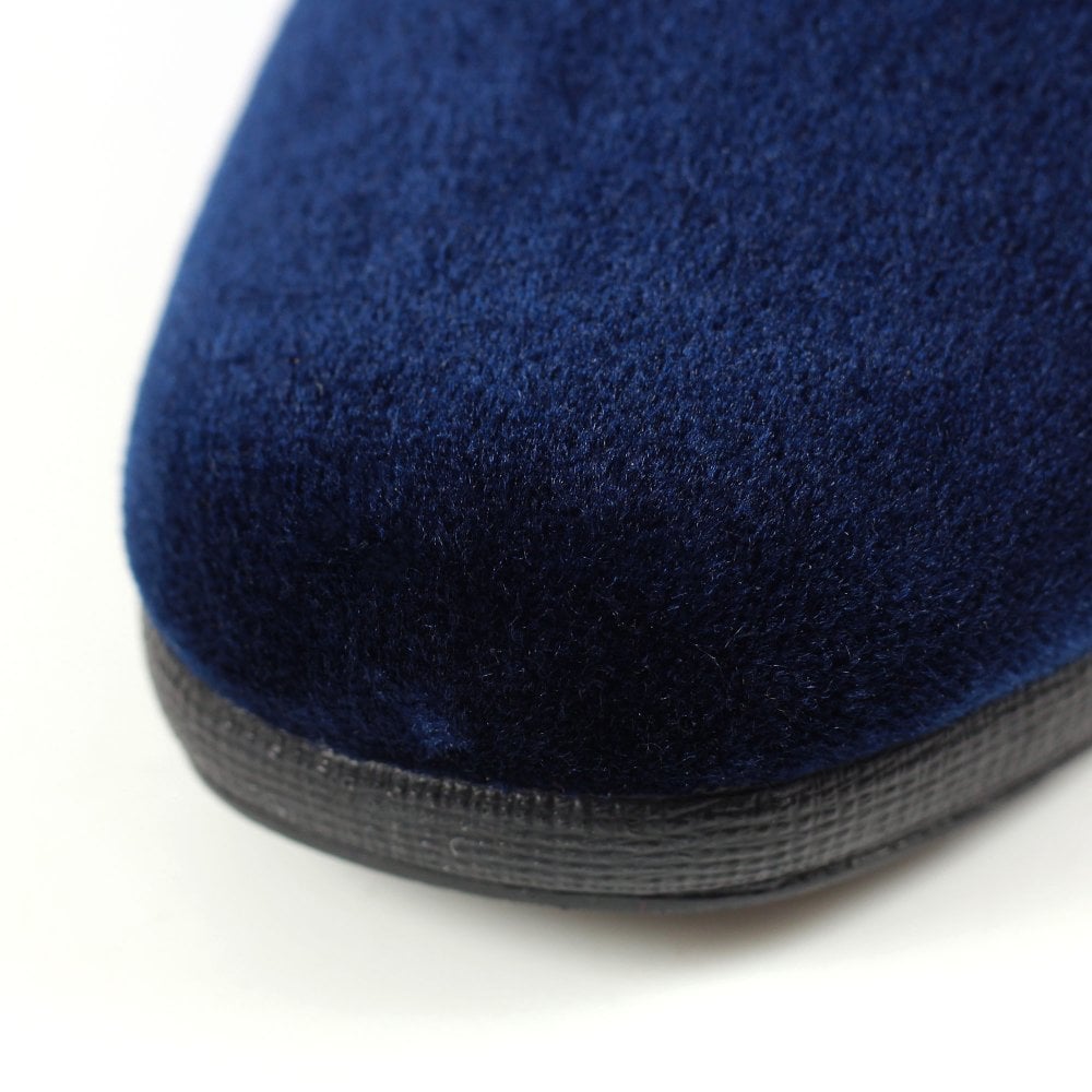 Lunar Women's KLA005 Paloma Ocelot Trim Slippers Navy Blue