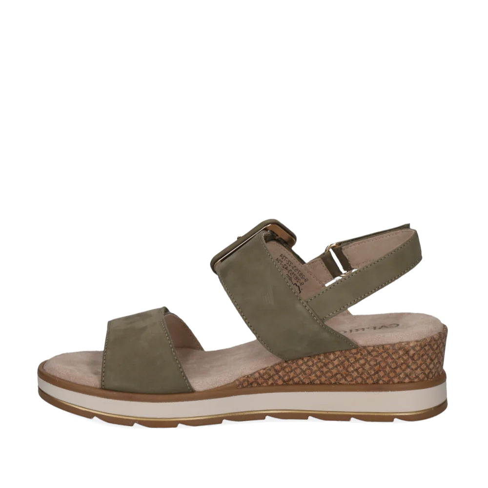 Caprice Women's 9-28753-42 Leather Nubuck Sandals Olive Green