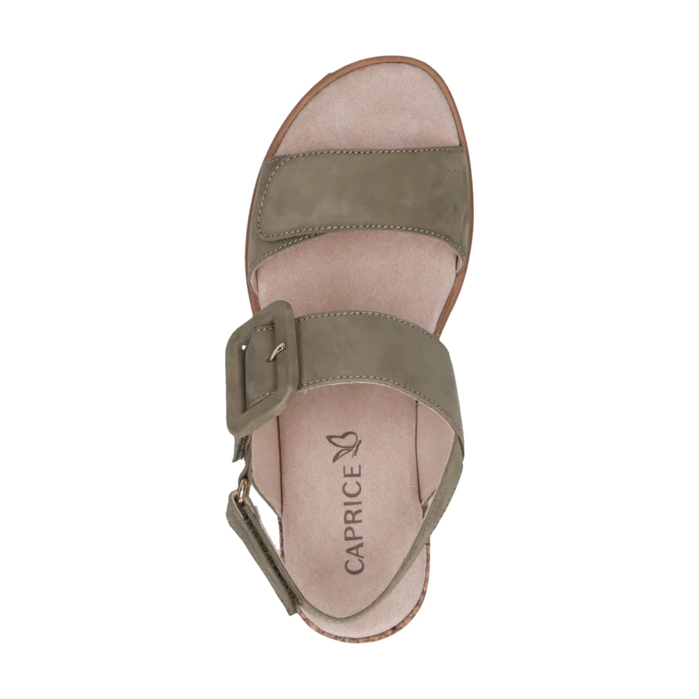 Caprice Women's 9-28753-42 Leather Nubuck Sandals Olive Green