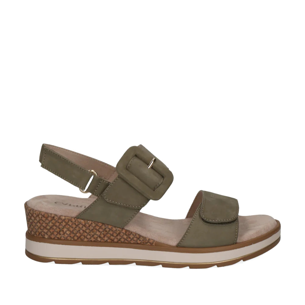 Caprice Women's 9-28753-42 Leather Nubuck Sandals Olive Green