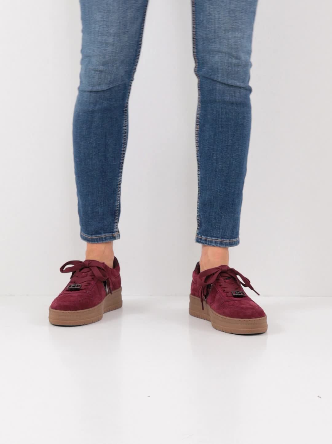 Tamaris Women's 8-83707-42 Leather Lace-Up Sneakers Merlot Red