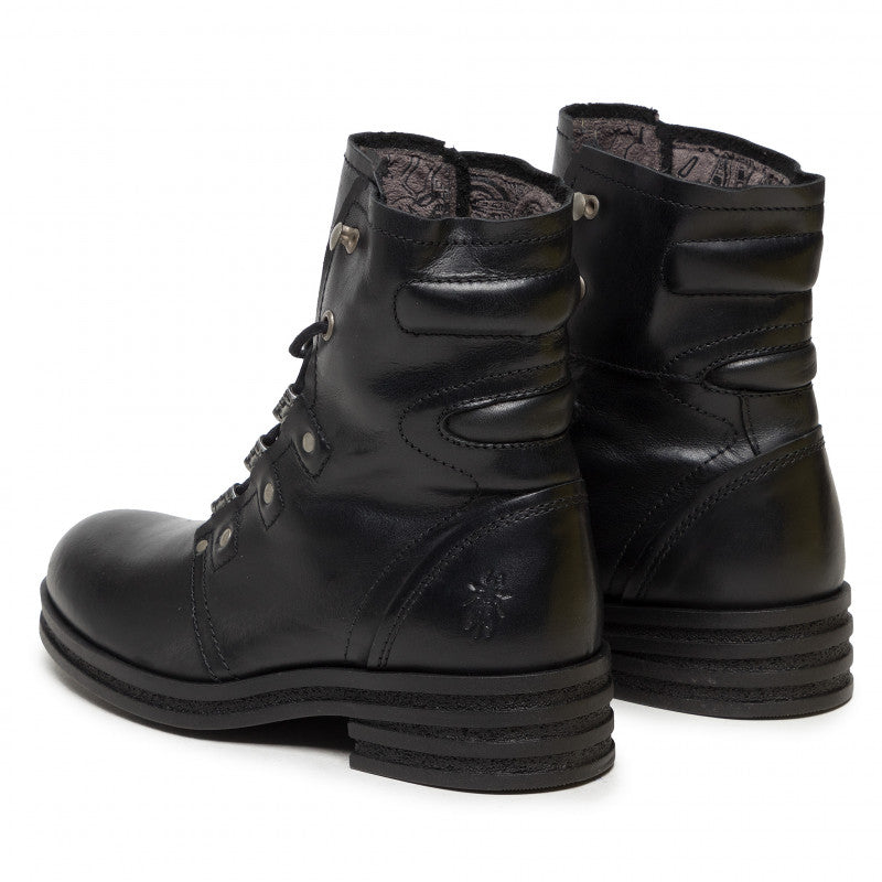 Fly London Women's KNOT792FLY Lace-Up Ankle Boots Black