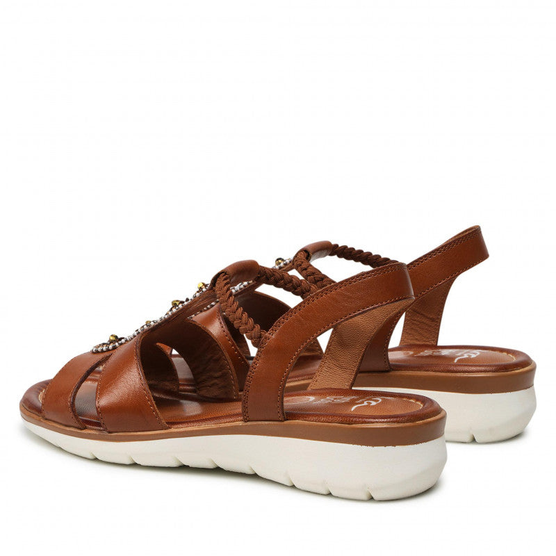 Ara Women's 12-23614 Nappa Wedge Heel Sandals Cognac Brown