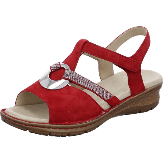 Ara Women's Hawaii 12-27272 Suede Wedge Heel Sandals Flame Red