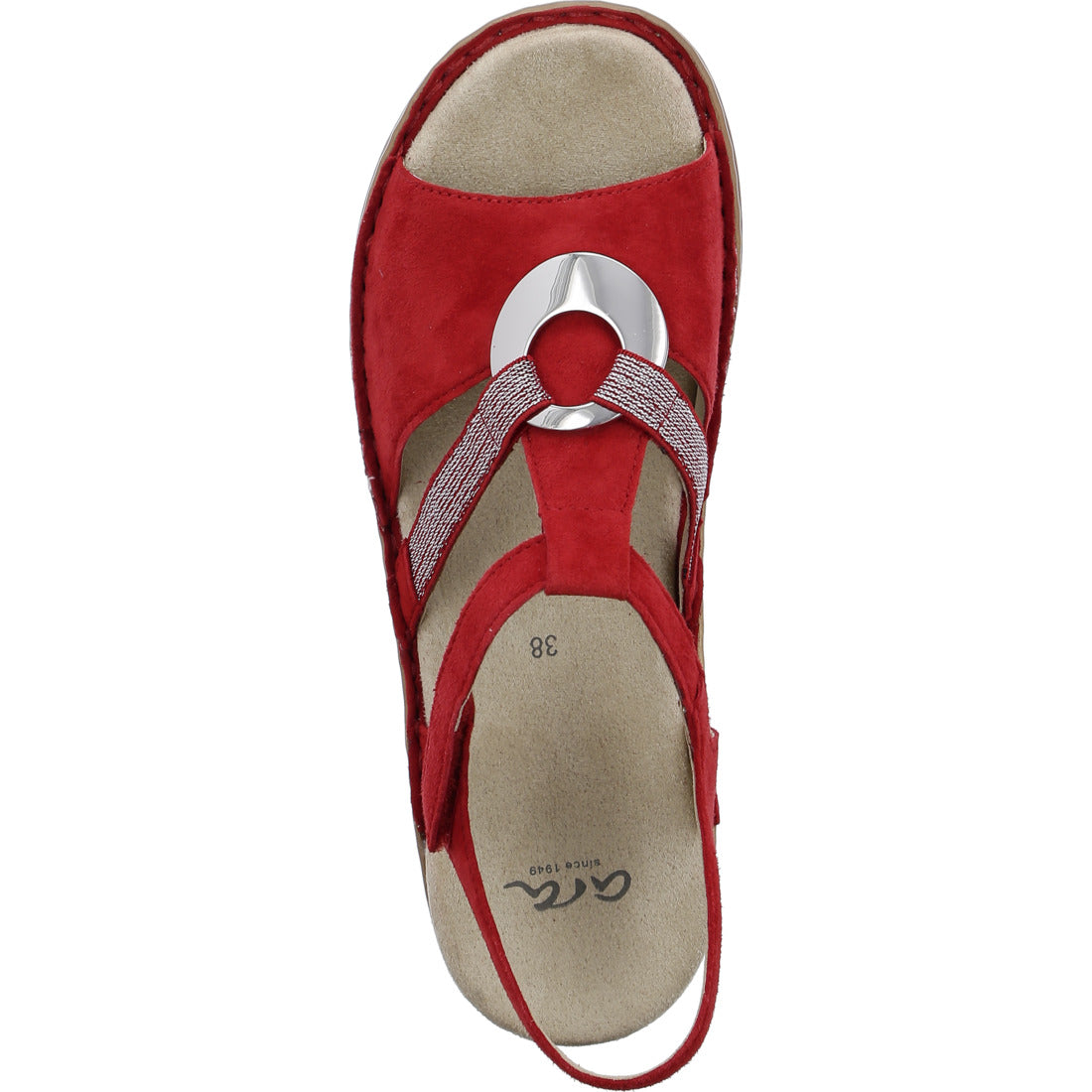 Ara Women's Hawaii 12-27272 Suede Wedge Heel Sandals Flame Red