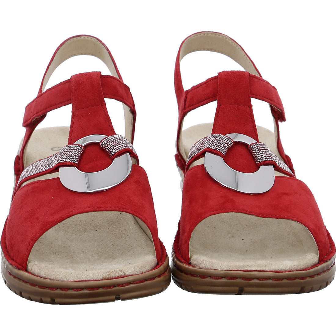 Ara Women's Hawaii 12-27272 Suede Wedge Heel Sandals Flame Red