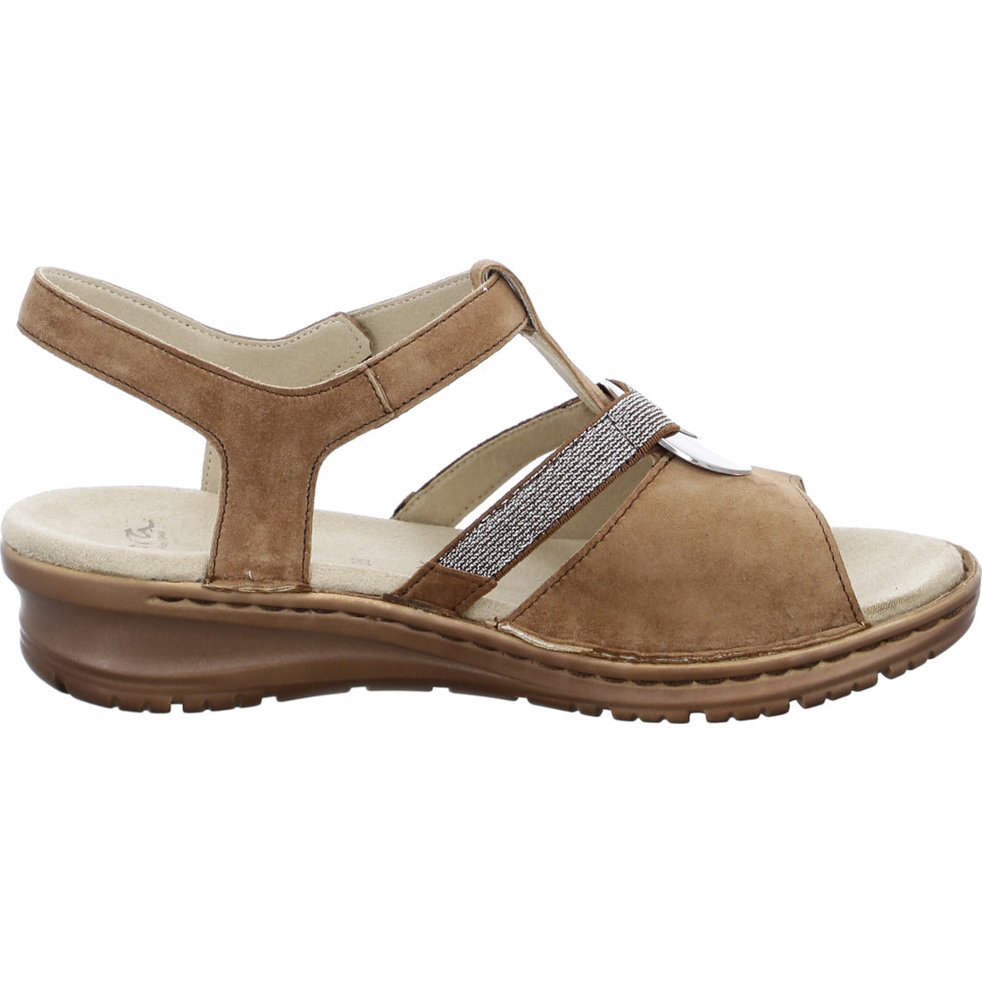 Ara Women's Hawaii 12-27272 Suede Wedge Heel Sandals Whisky Brown