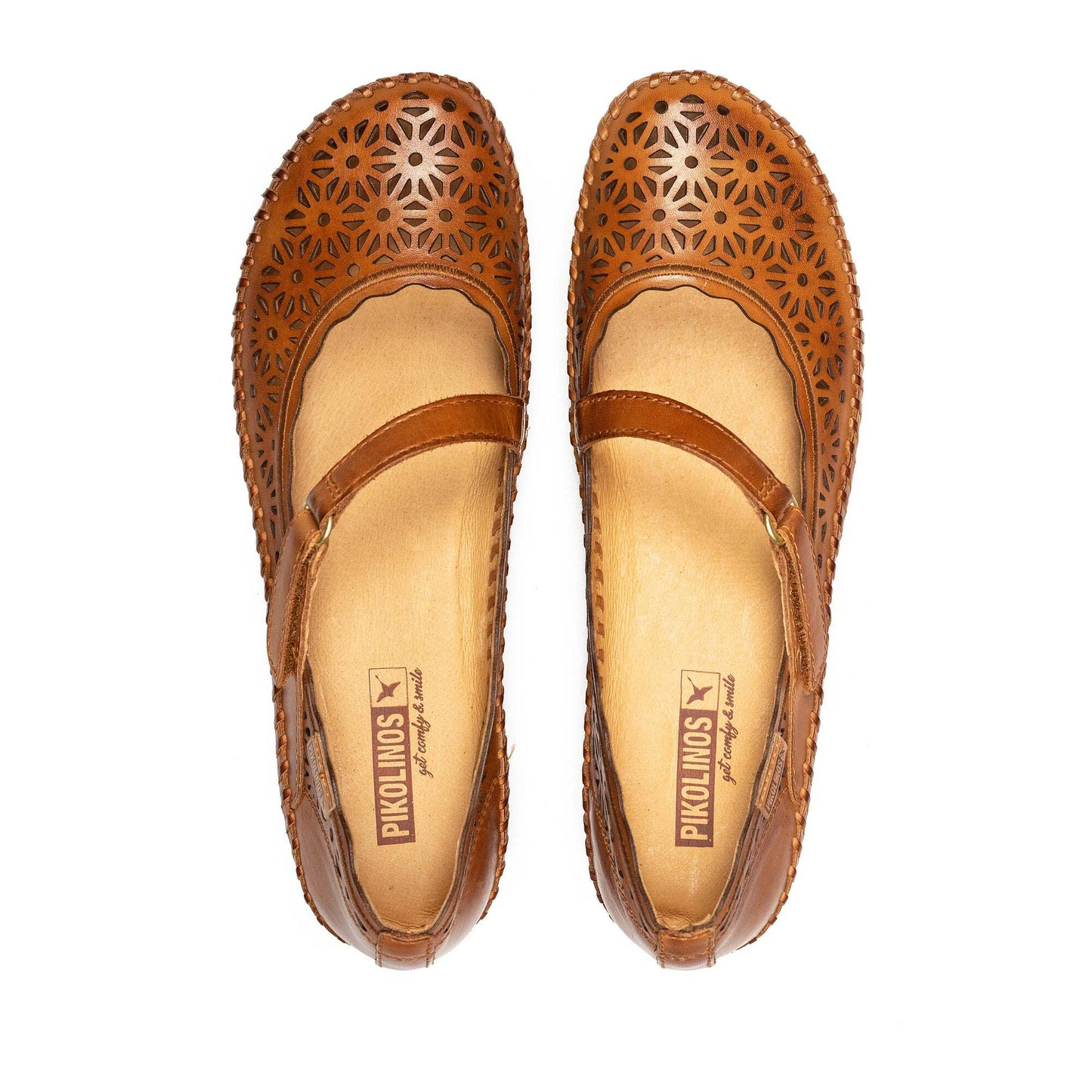 Pikolinos Women's P. Vallarta 655-0599 Leather Ballet Pump Shoes Brandy Brown