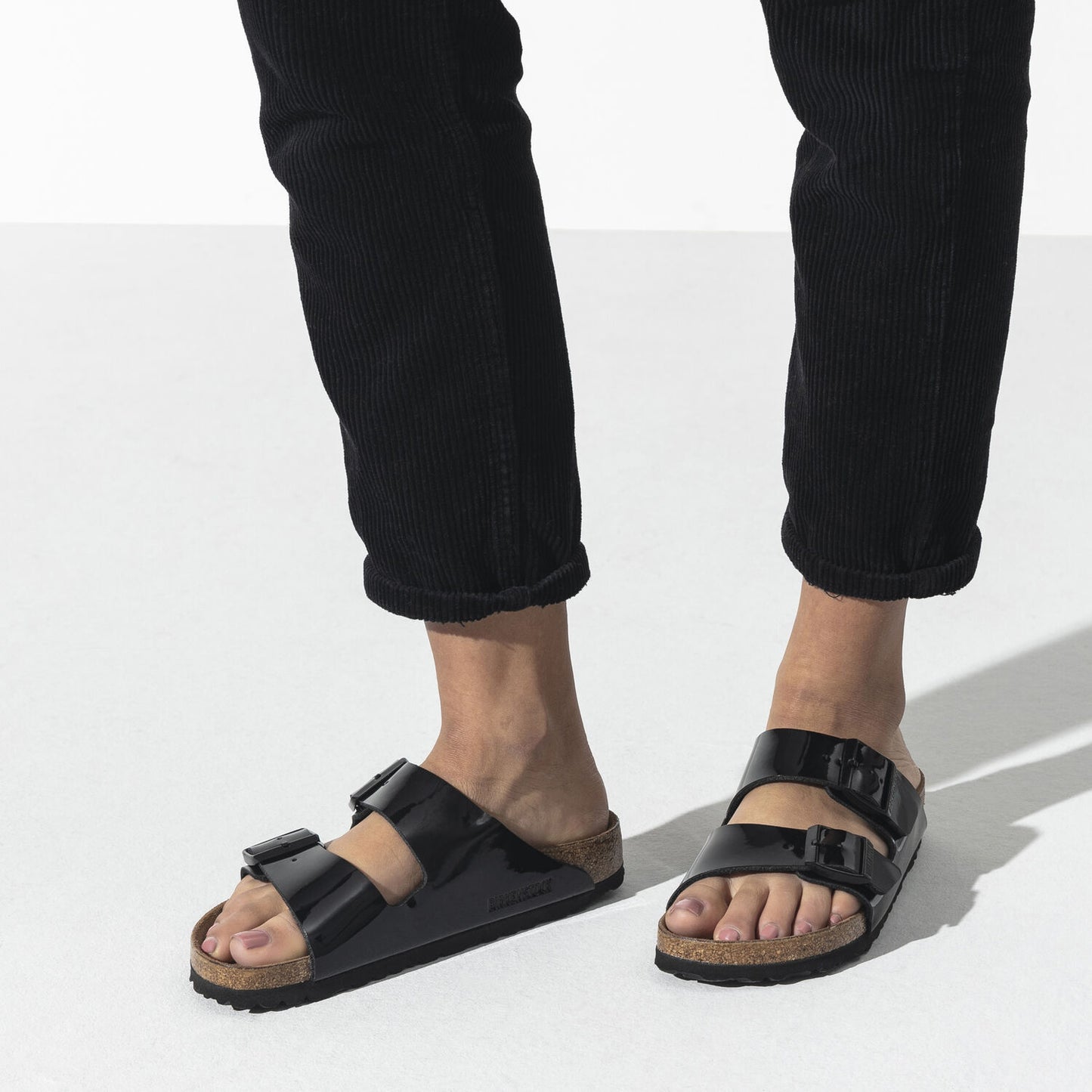 Birkenstock Unisex Arizona Birko-Flor Narrow Fit Sandals Black Patent