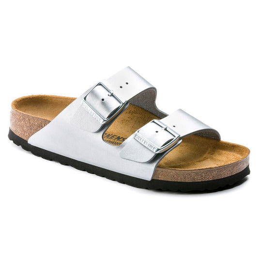 Birkenstock Unisex Arizona Birko-Flor Narrow Fit Sandals Silver