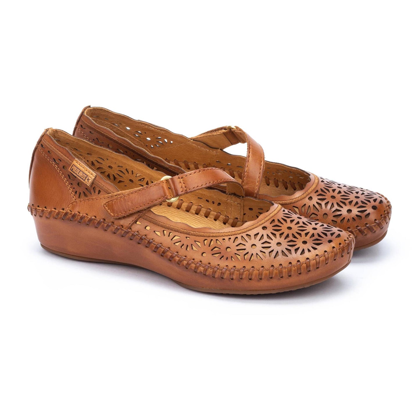 Pikolinos Women's P. Vallarta 655-0599 Leather Ballet Pump Shoes Brandy Brown