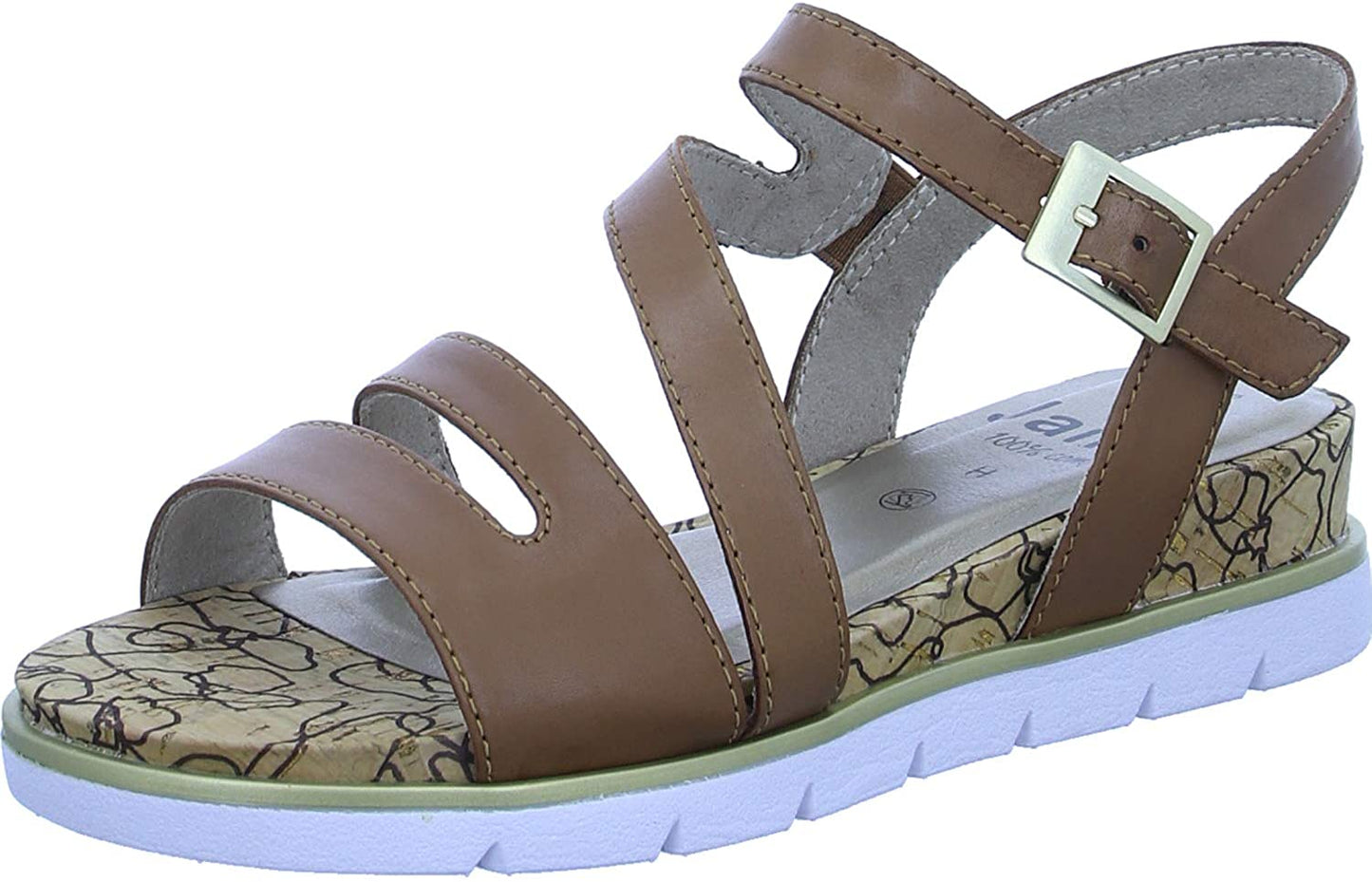 Jana Women's 28209-26 Leather Comfort Sandals Cognac Brown