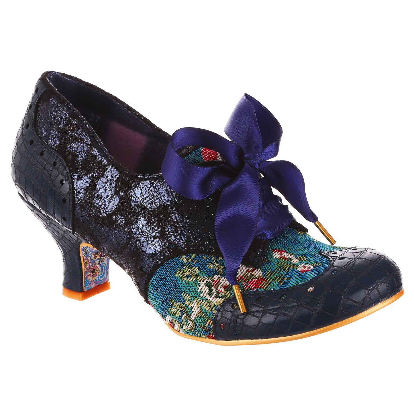 Irregular Choice Women's 4136-82 Cobbles Lace-Up Heel Shoes Blue Floral