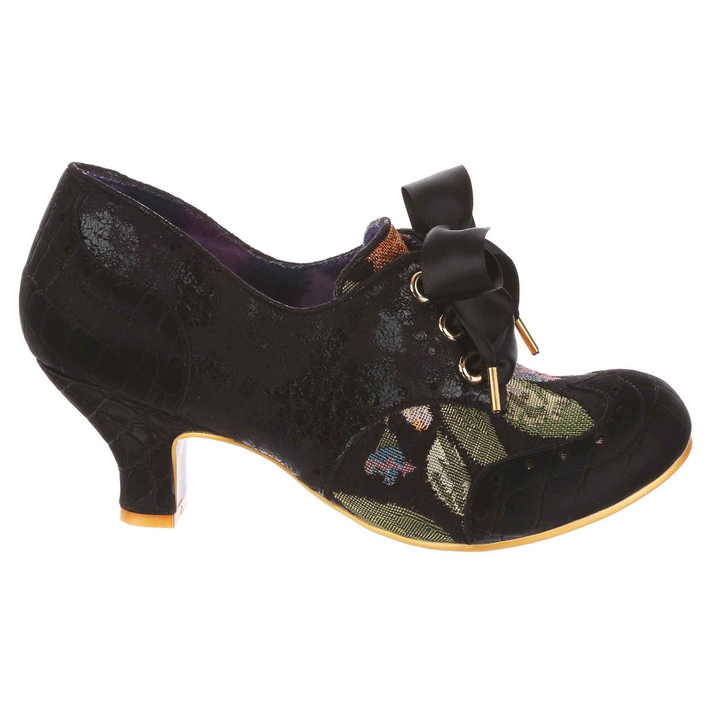 Irregular Choice Women's 4136-82 Cobbles Lace-Up Heel Shoes Black Floral