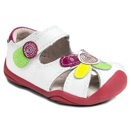 PediPed Childrens Girls Grip N Go Daisy Sandal White / Multi