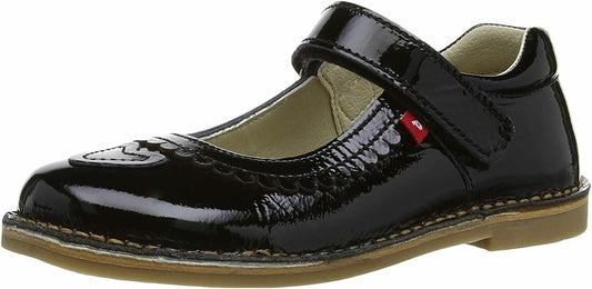 Pippo Narrow Fit Childrens Girls Sara Leather Mary Jane Shoes Black Patent