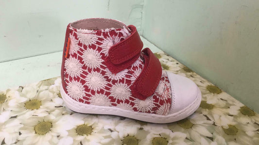 Petasil Childrens Girls Pablo Leather Patterned Short Boot Red