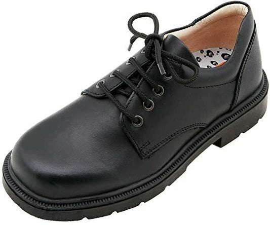 Petasil Childrens Boys Oscar Leather Lace Up School Shoes Black