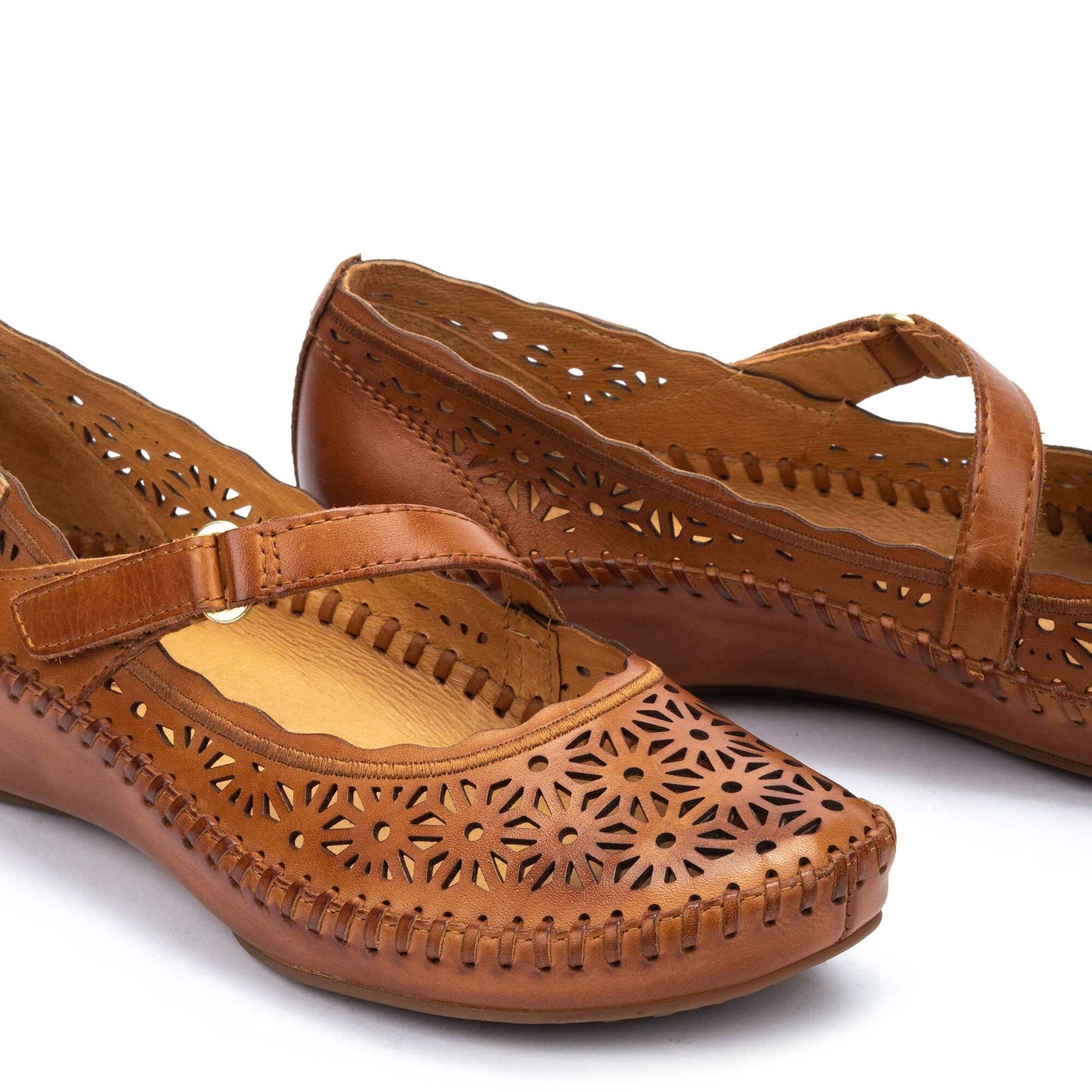 Pikolinos Women's P. Vallarta 655-0599 Leather Ballet Pump Shoes Brandy Brown