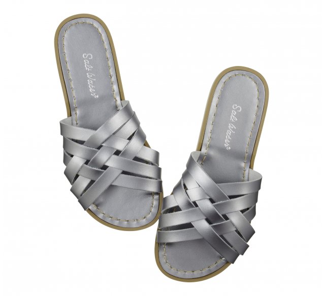 Salt-Water Adults Retro Slide Leather Sandals Pewter Grey