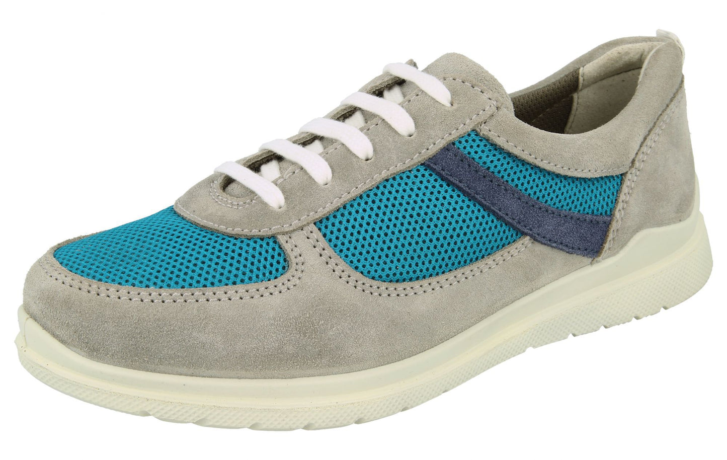 DB Wider Fit Women's Patricia Canvas Casual Shoes Grey Turquoise