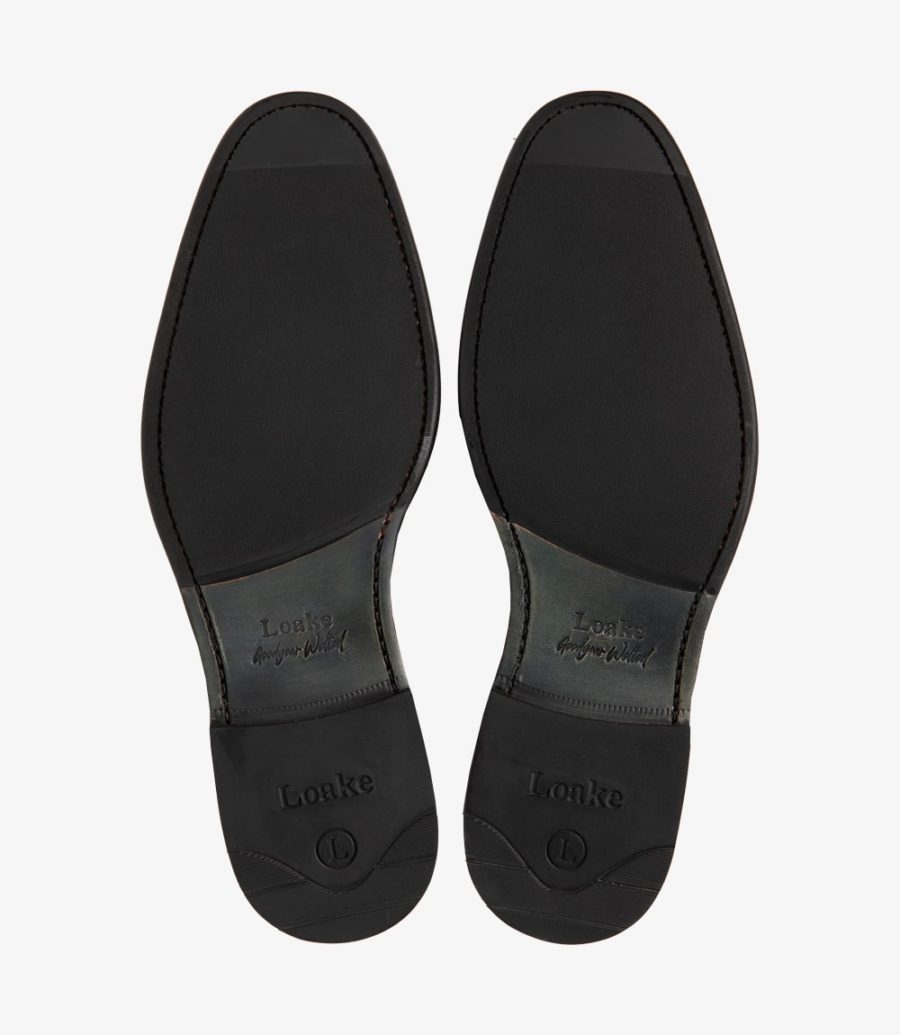 Loake Men's Atherton Leather Plain Tie Shoes Black