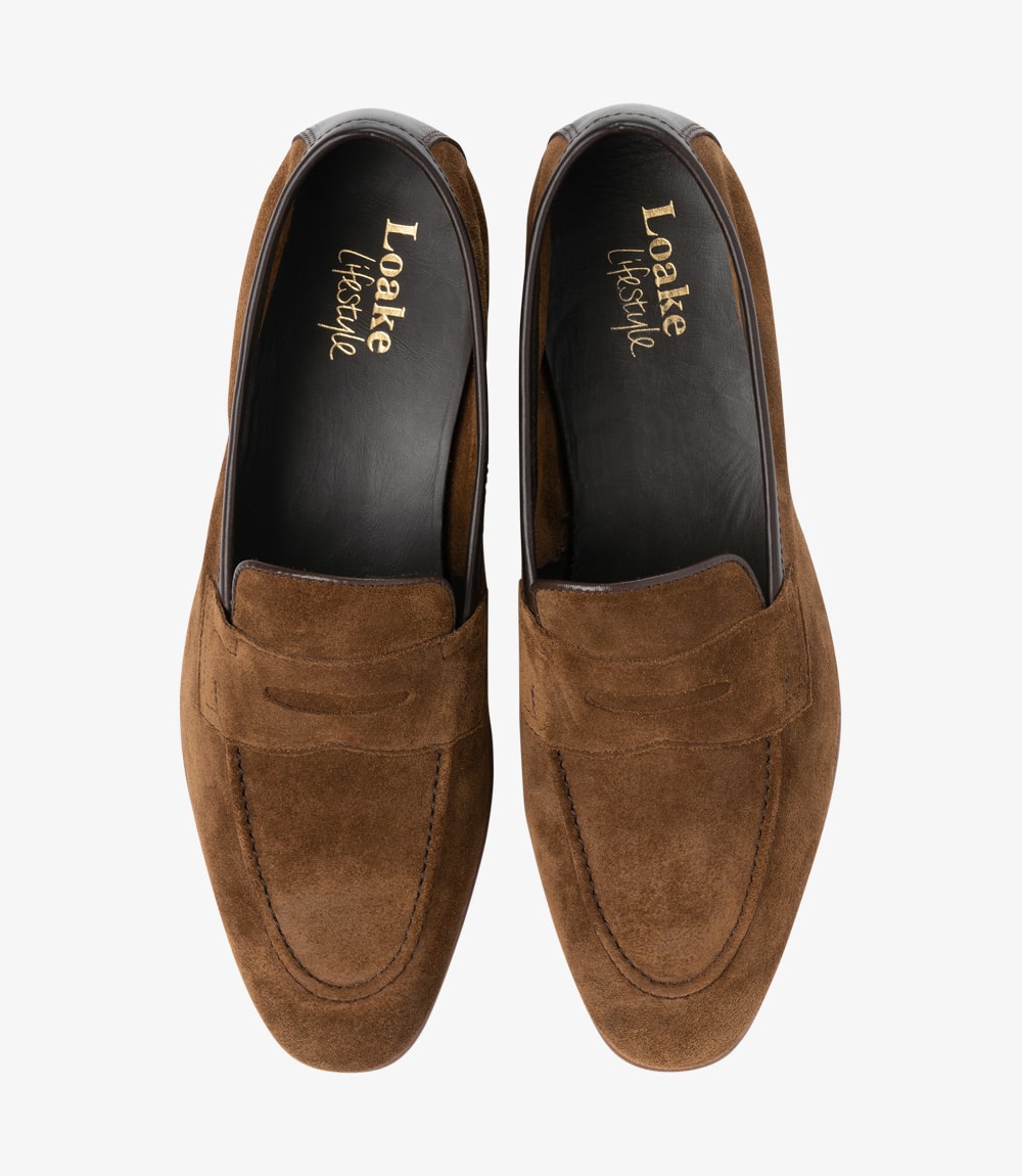 Loake Men's Darwin Leather Loafer Shoes Tan Brown Suede