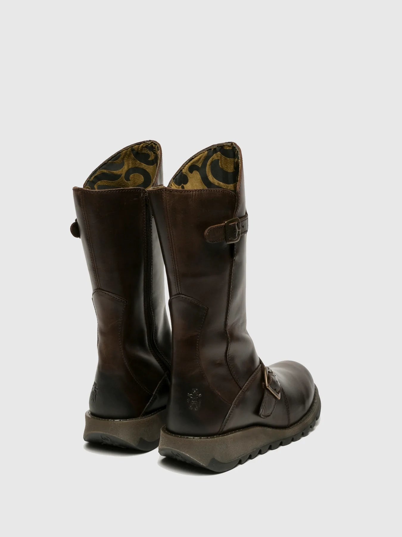 Fly London Women's MES 2 Leather Buckle Boots Dark Brown