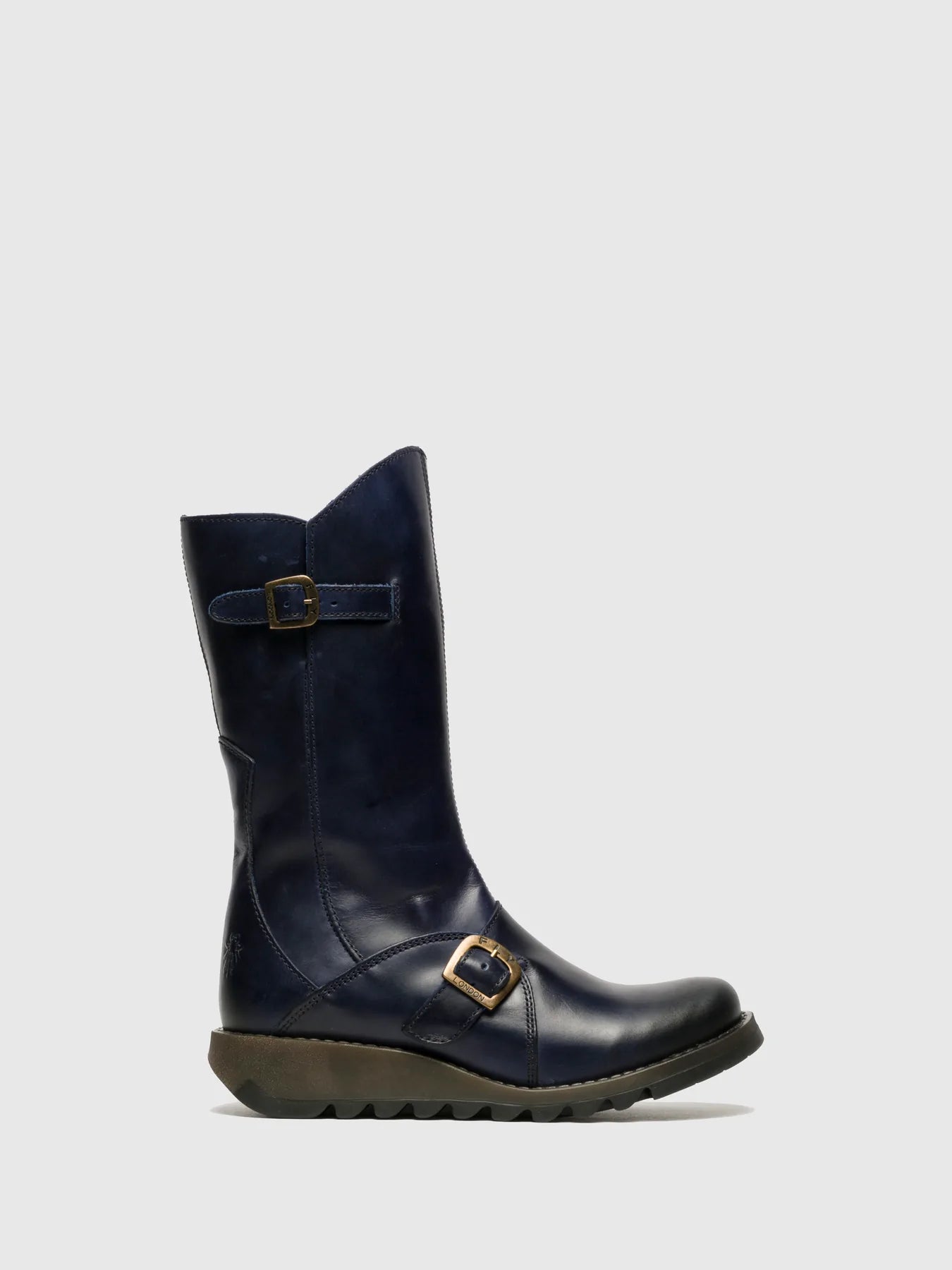 Fly London Women's MES 2 Leather Buckle Boots Blue