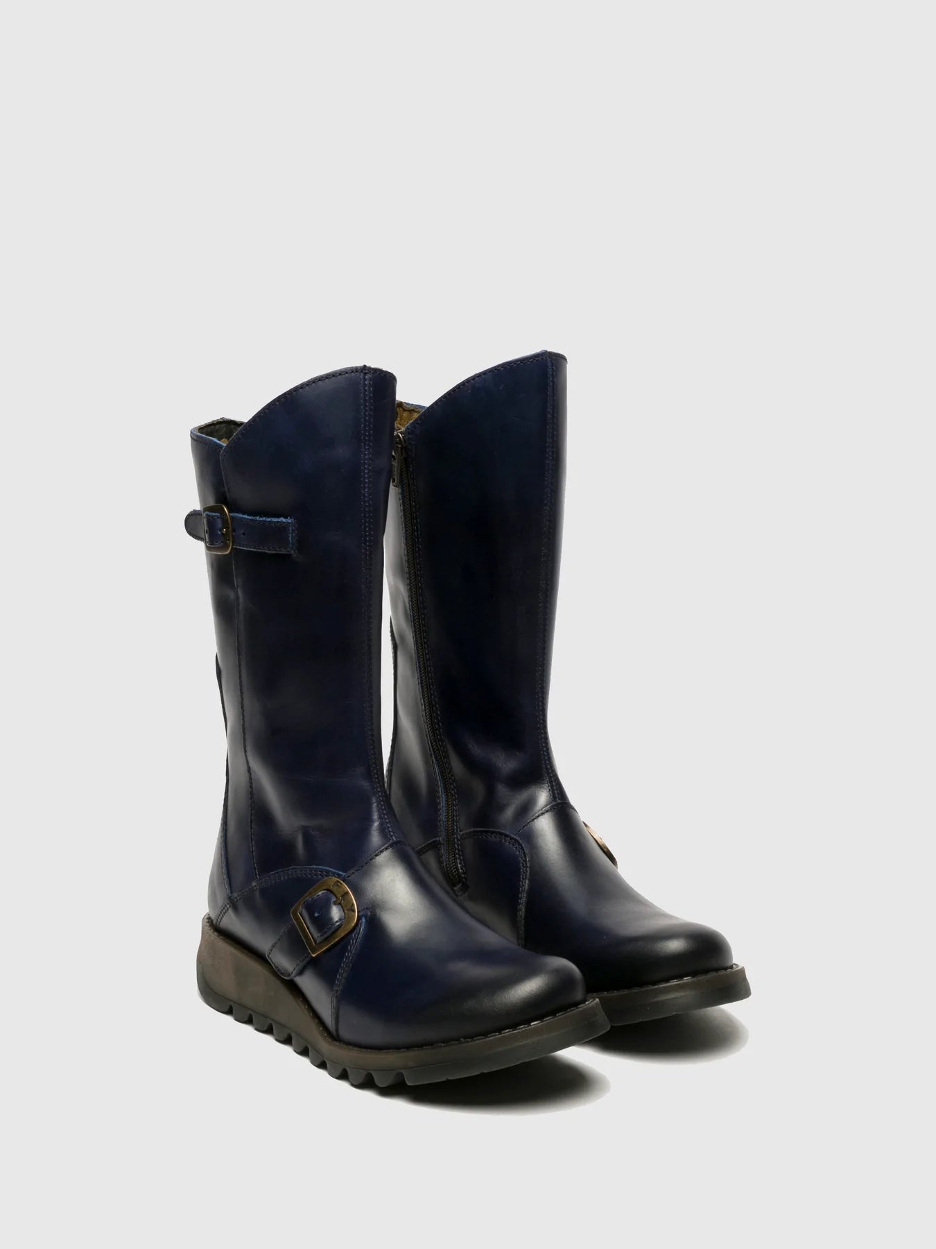 Fly London Women's MES 2 Leather Buckle Boots Blue