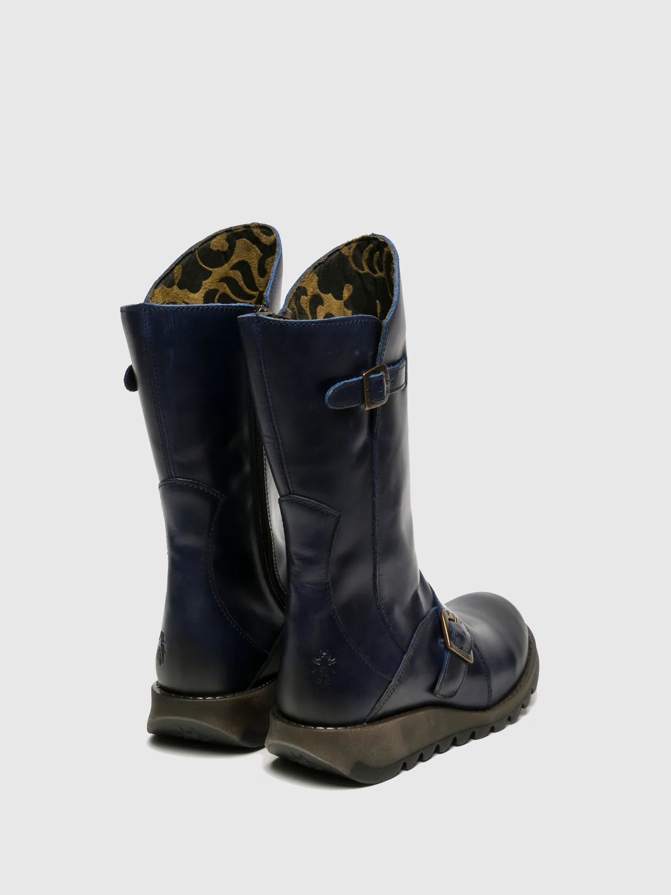 Fly London Women's MES 2 Leather Buckle Boots Blue