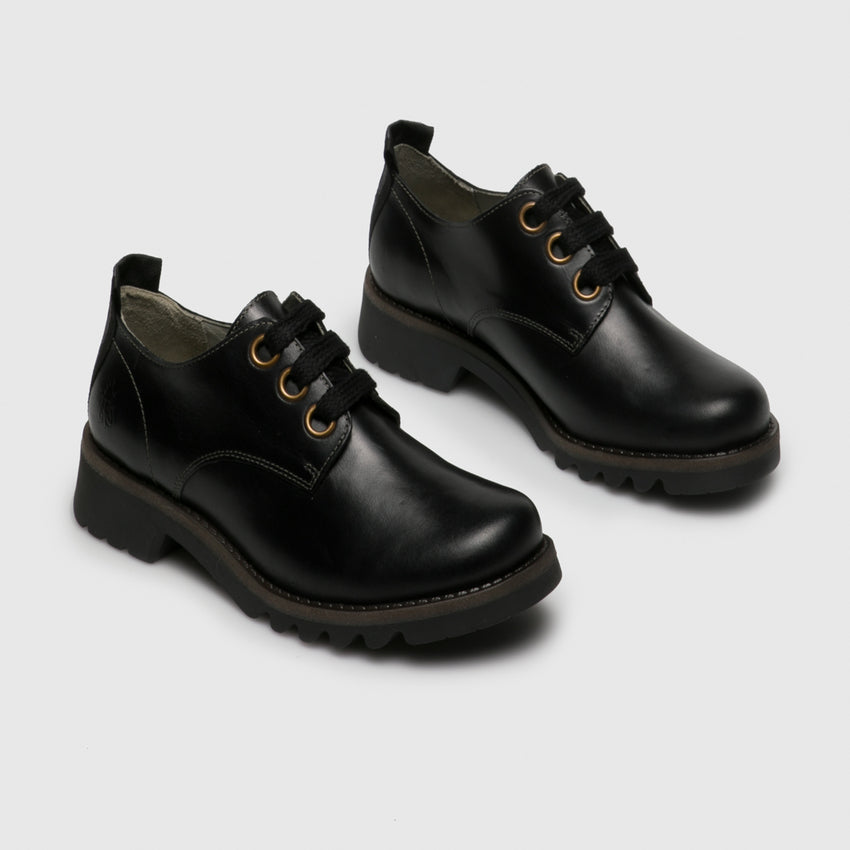 Fly London Women's RUDA538FLY Leather Lace-Up Shoes Black