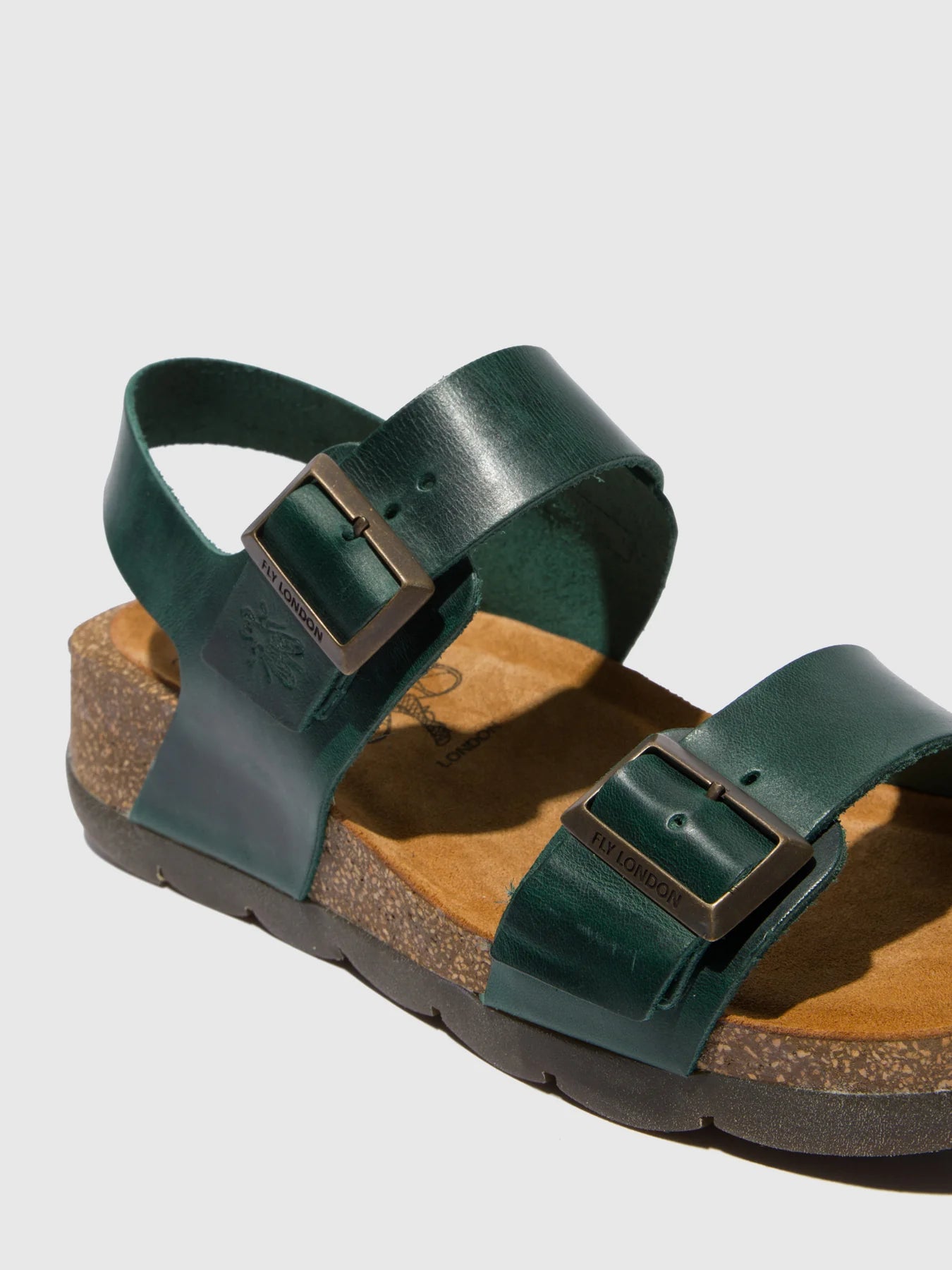 Fly London Women's CEKE722FLY Leather Buckle Sandals Petrol Green