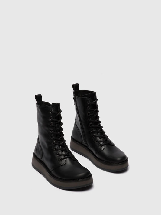 Fly London Women's RAMI043FLY Lace-Up Ankle Boots Black