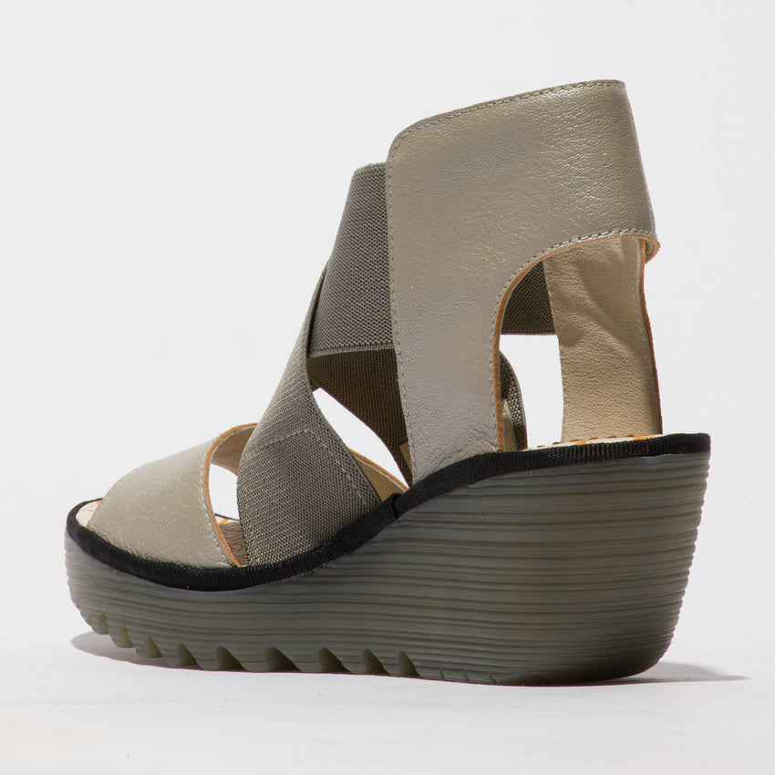 Fly London Women's YUBA385FLY Leather Crossover Sandals Silver