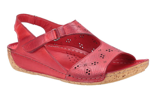Riva Women's Barcelona Leather Slingback Sandals Red