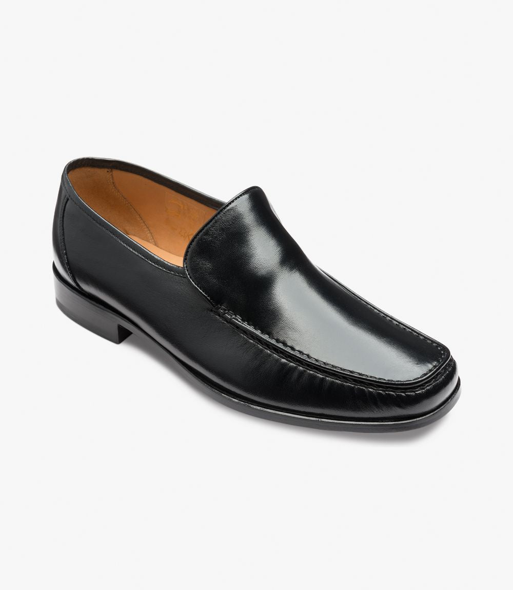Loake Men's Siena Leather Moccasin Shoes Black Nappa