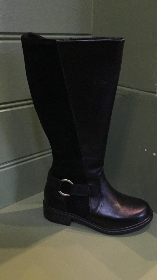 Easy B Women's Millbank Wide Fitting Leather Suede Boots Black