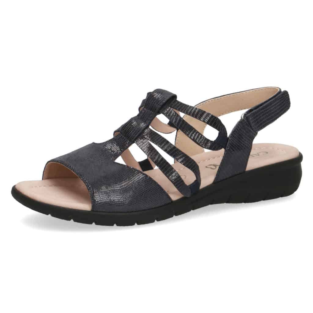 Caprice Women's 28652-26 Leather Sandals Navy Blue Reptile
