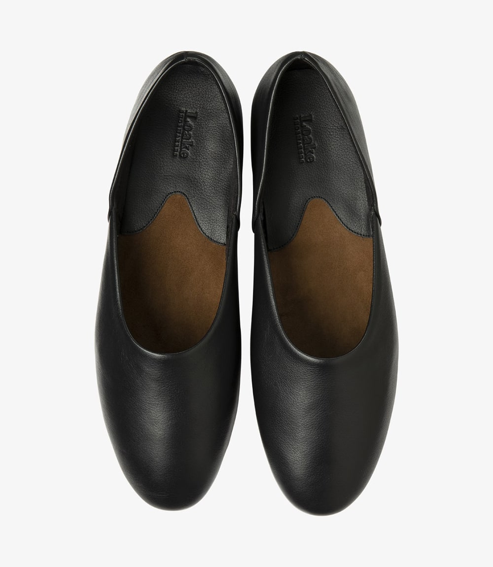 Loake Men's Canning Leather Mule Slippers Black Grain