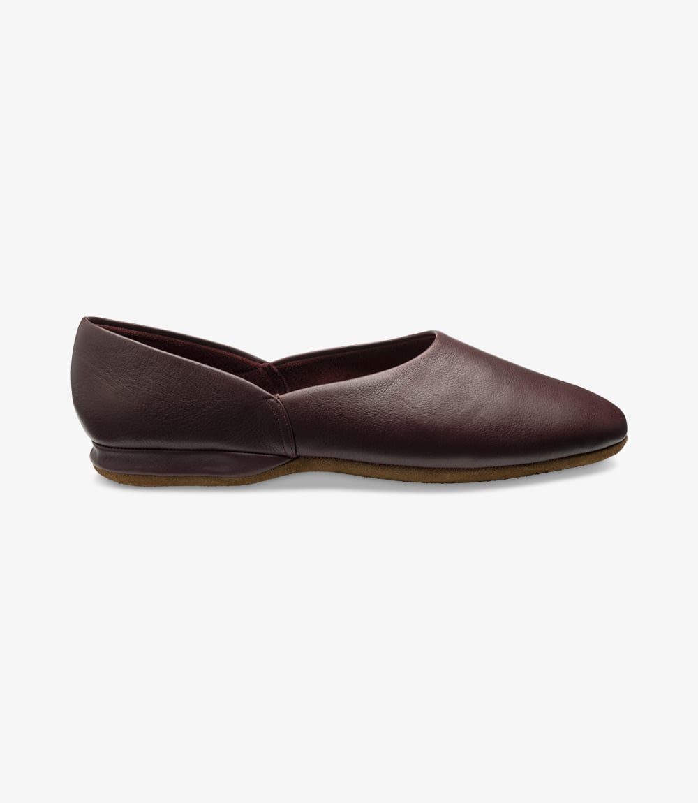 Loake Men's Canning Leather Mule Slippers Bordo Grain