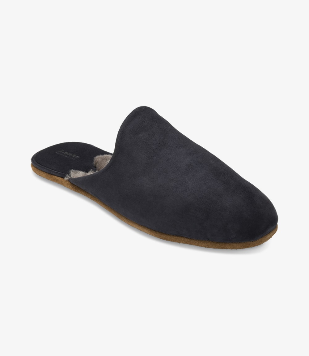 Loake Men's Cavalry Suede Mule Slippers Navy Blue