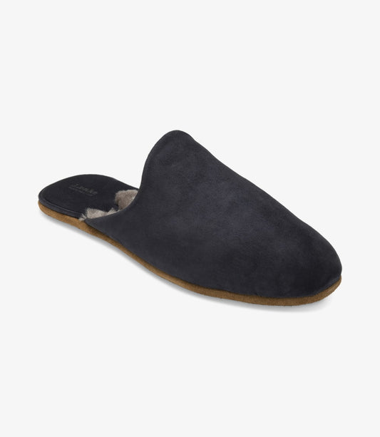 Loake Men's Cavalry Suede Mule Slippers Navy Blue