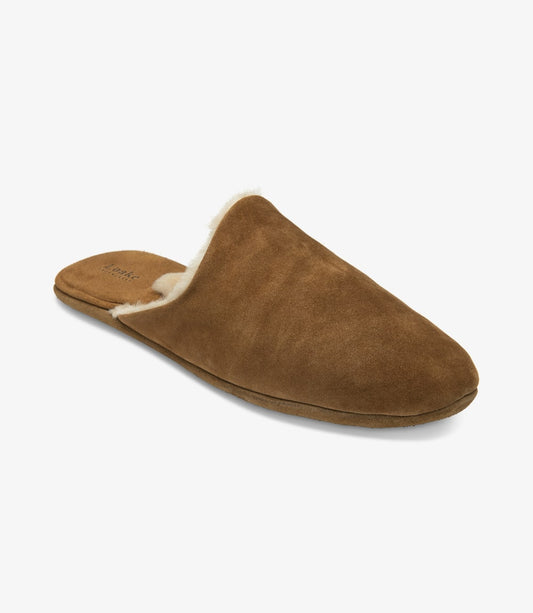 Loake Men's Cavalry Suede Mule Slippers Tan Brown