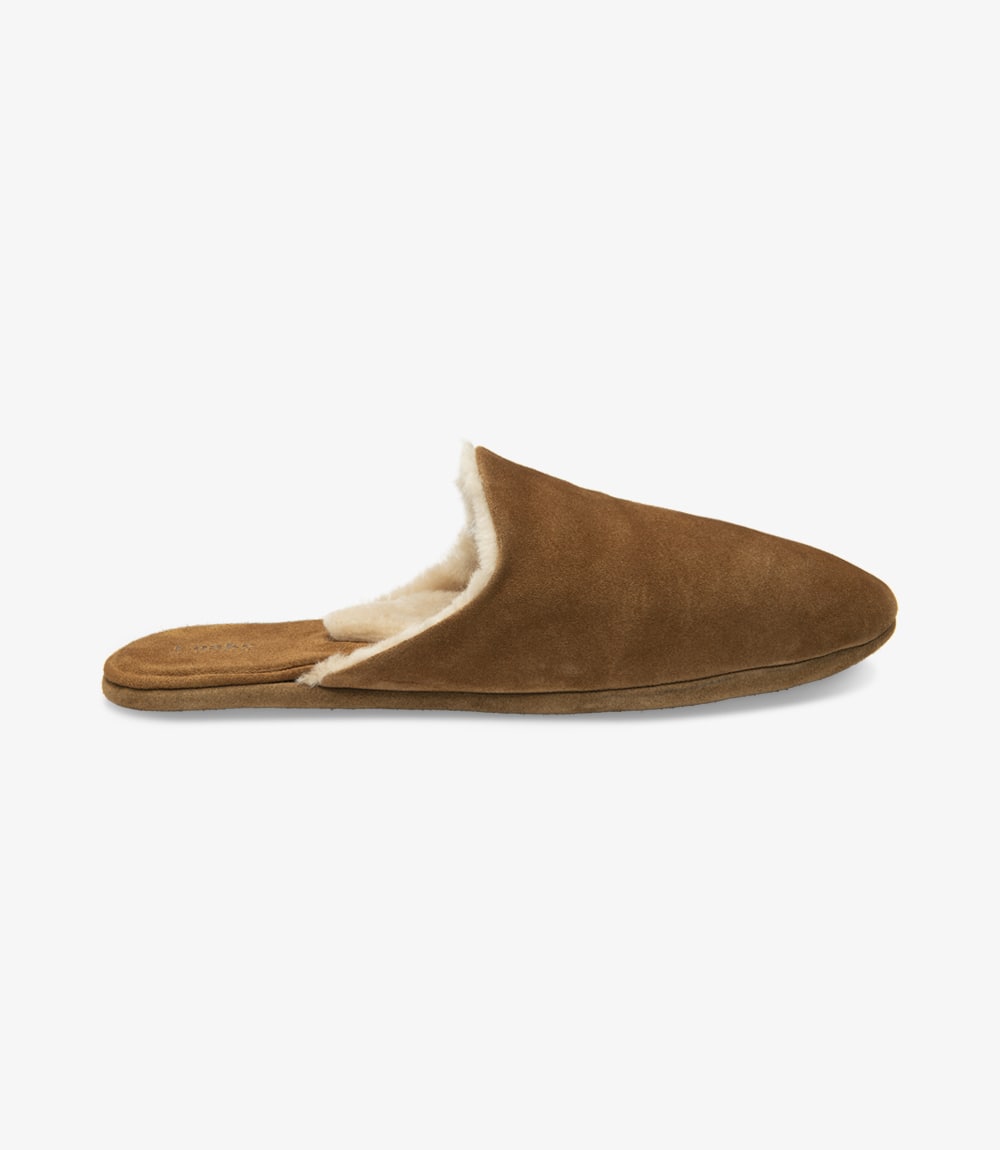 Loake Men's Cavalry Suede Mule Slippers Tan Brown