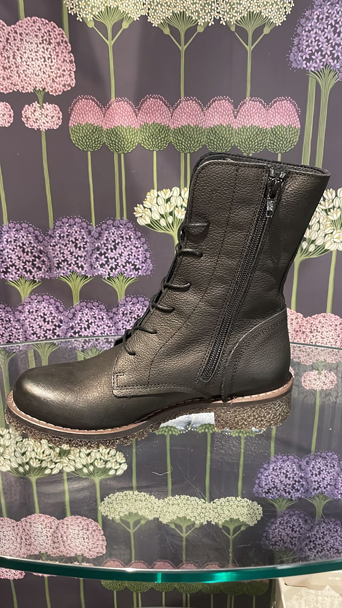 Felmini Women's B501 Caster Leather Lace-Up Boots Morat Black
