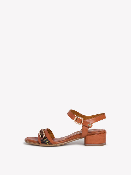 Tamaris Women's 1-28206-24 Heeled Leather Sandals Cognac Brown