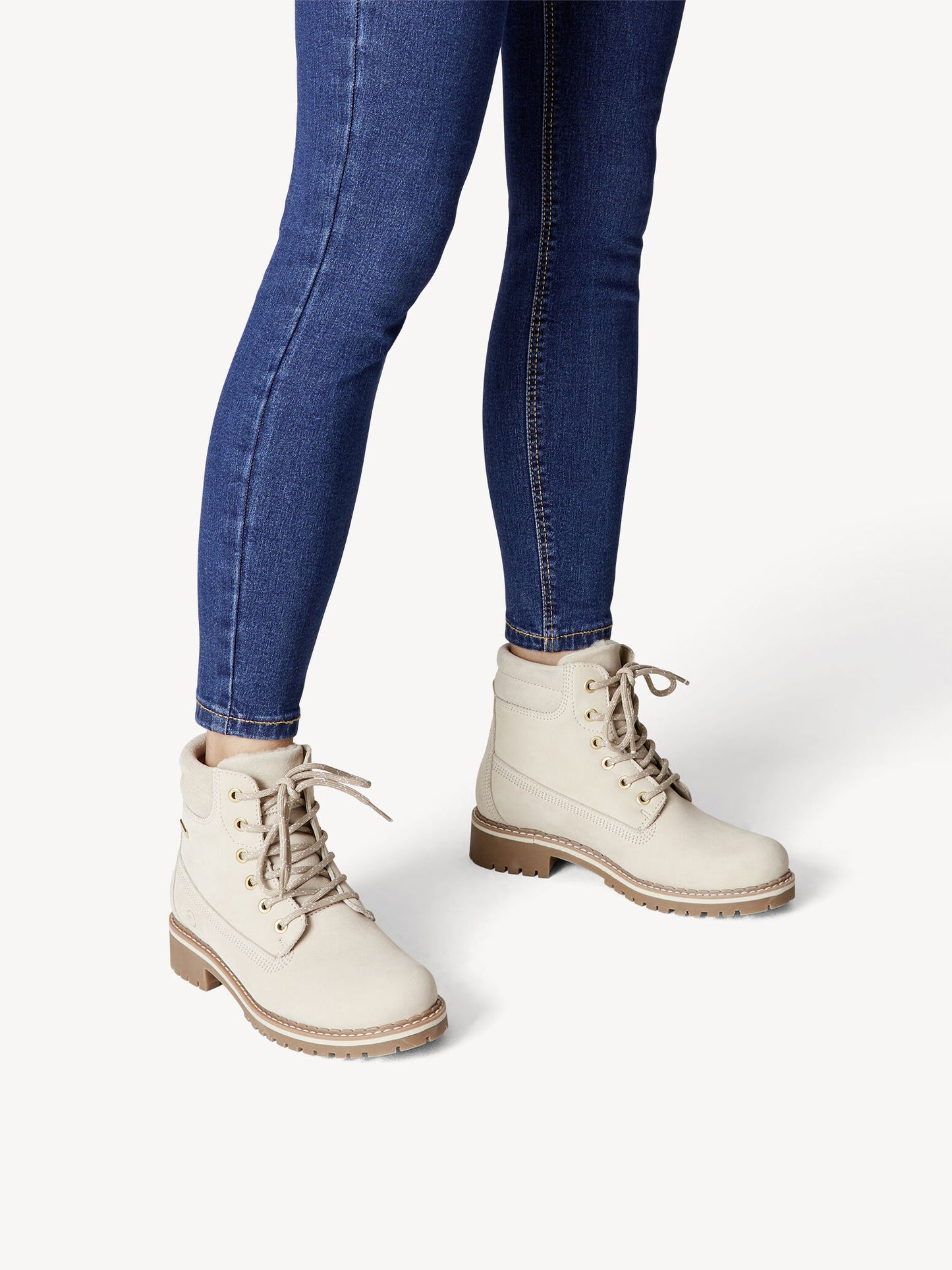 Tamaris Women's 1-26244-27 Leather Lace-Up Boots Antelope Beige